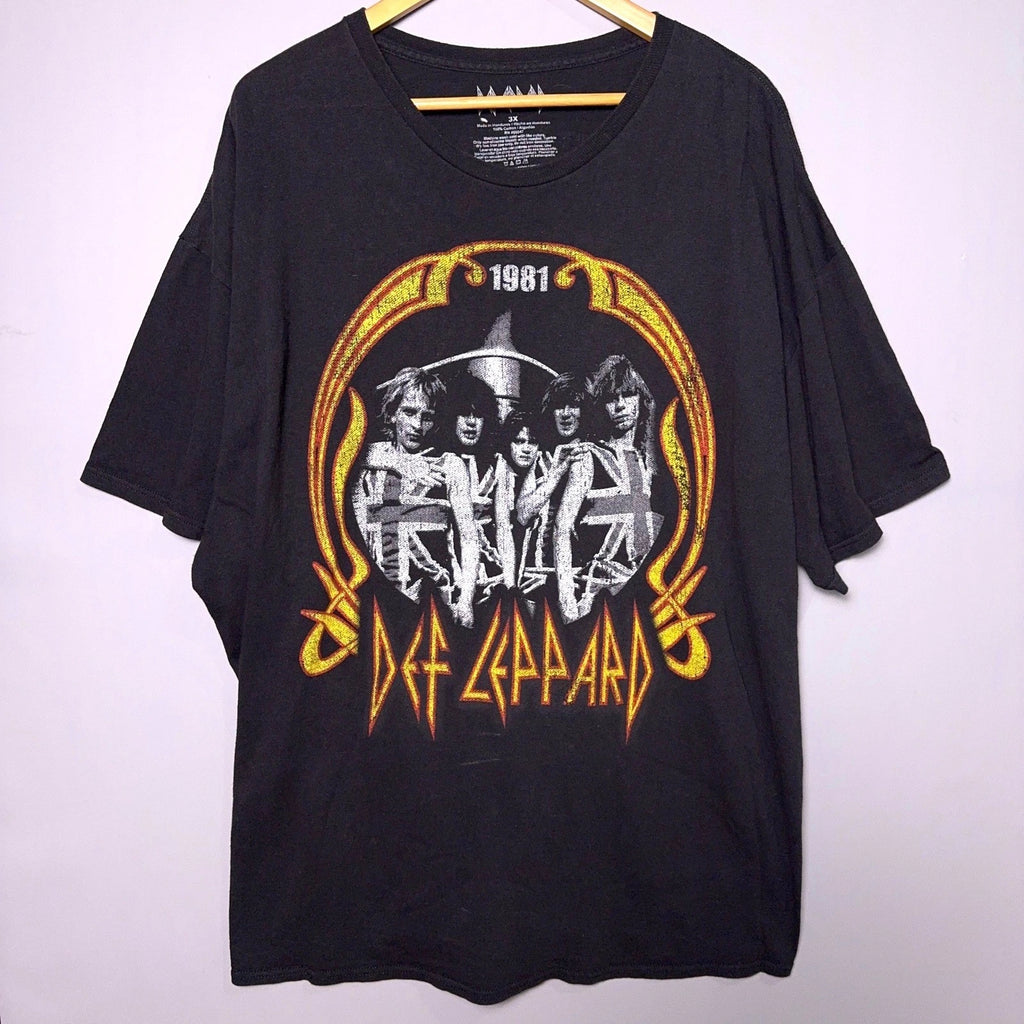 Def Leppard T Shirt Mens 3X Black 1981 World Tour Graphic Band Tee Rock Music