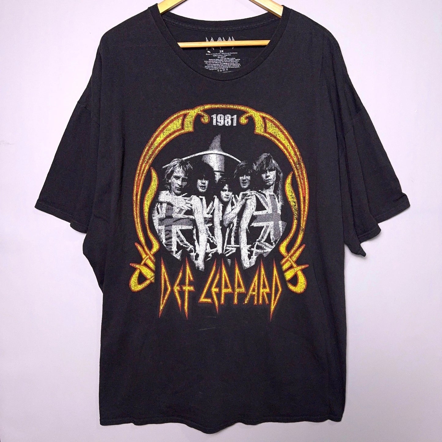 Def Leppard T Shirt Mens 3X Black 1981 World Tour Graphic Band Tee Rock Music