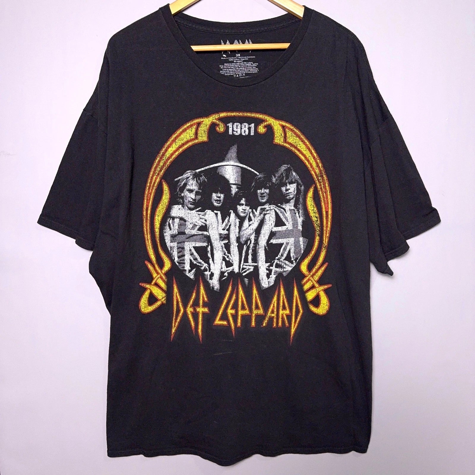 Def Leppard T Shirt Mens 3X Black 1981 World Tour Graphic Band Tee Rock Music