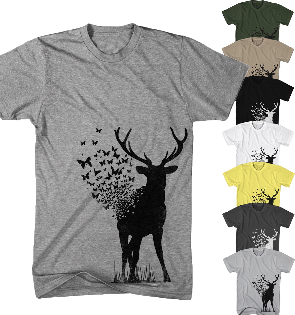 Men's T-Shirt Deer Art Butterfly Nature Animal Urban New S-5XL BD21817