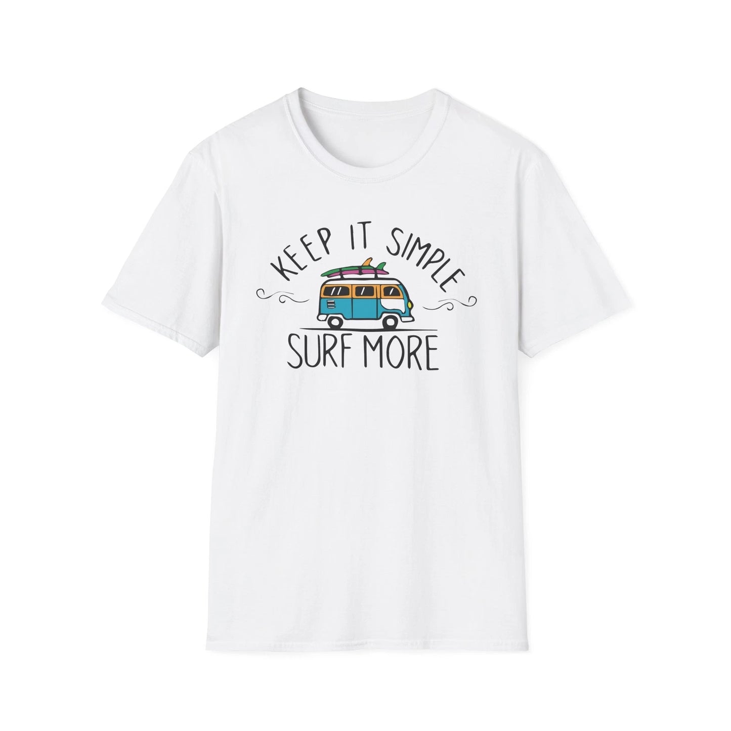 SURF MORE T-Shirt White Funny Quotes Abstract Design Trendy Lifestyle Fashion
