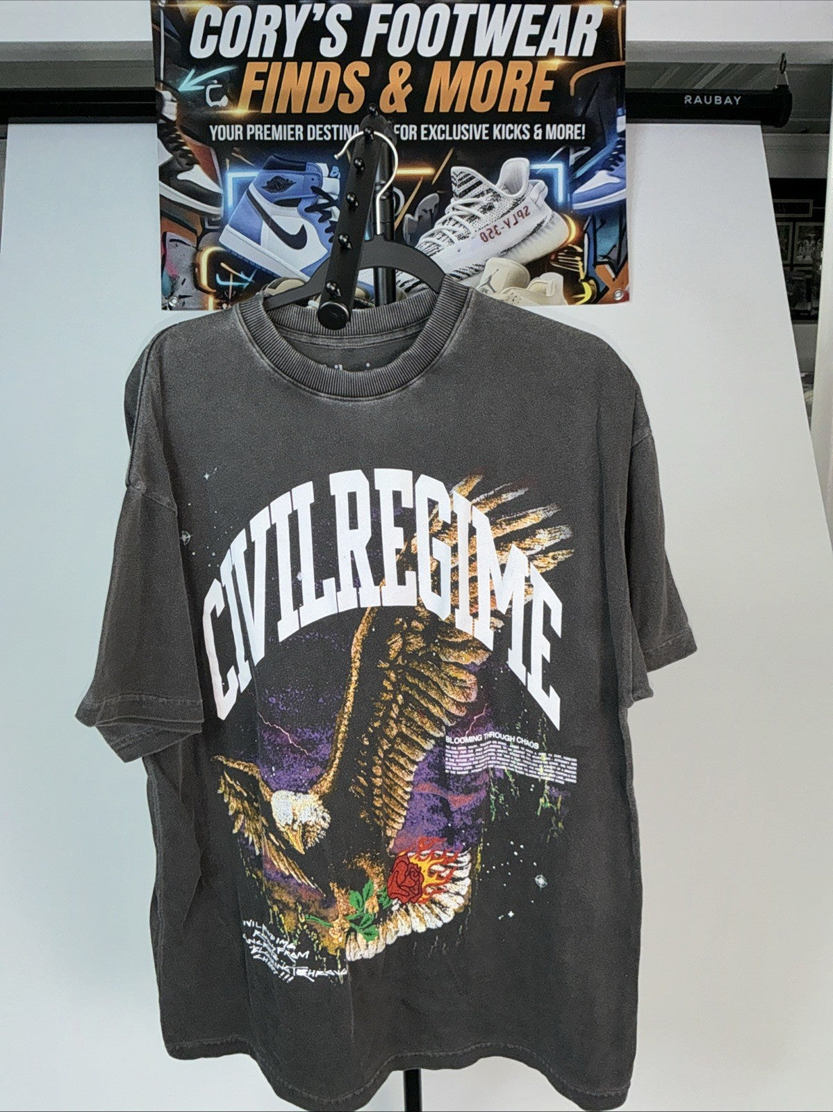 Civil Regime Graphic Eagle Black Men's T-Shirt | Size Medium