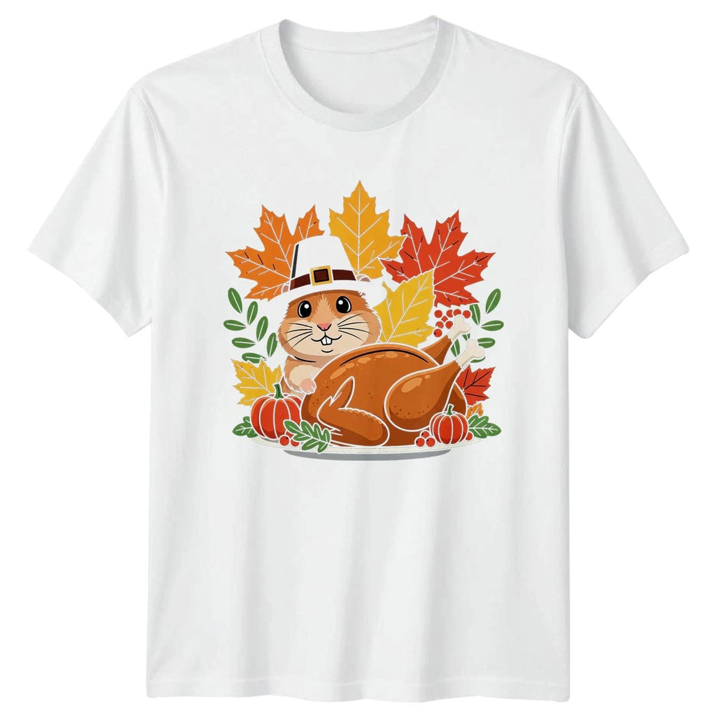 Cute Hamster Pilgrim Thanksgiving T-Shirt Autumn Harvest Holiday Food
