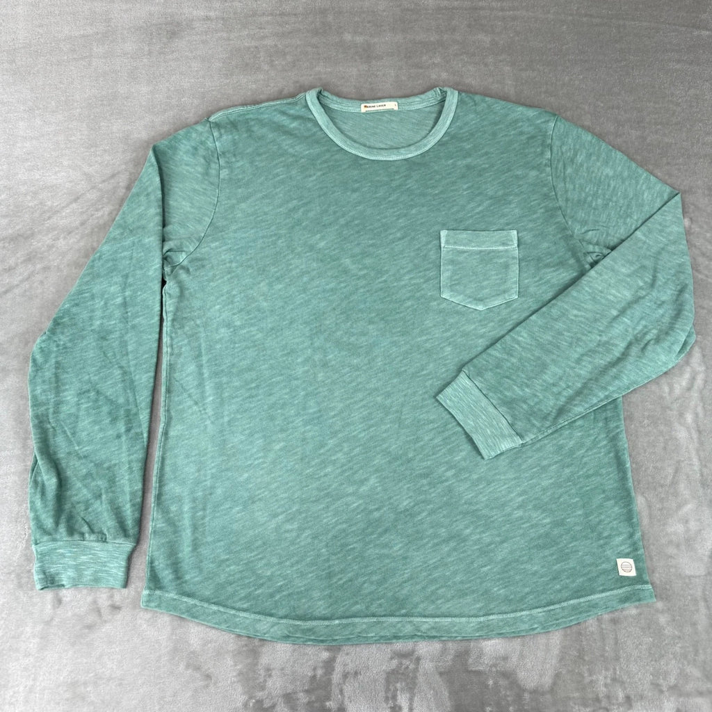 Marine Layer Heavy Slub Pocket Tee T-Shirt Mens Large Green Long Sleeve $78 NWOT