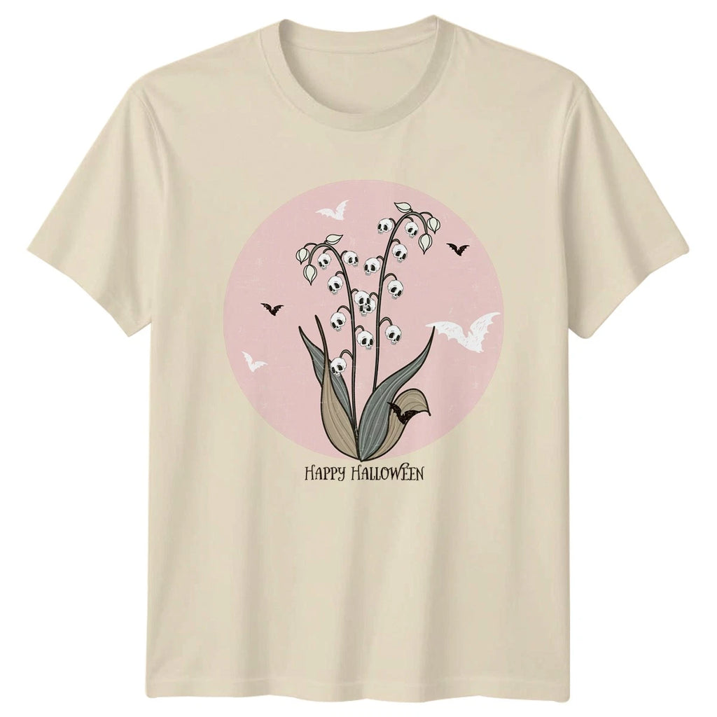 Happy Halloween Womens T-Shirt Spooky Floral Halloween Gift For Her