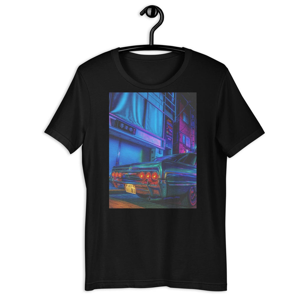 Vintage Lowrider Car Neon Night Street Chicano Style Graphic T-Shirt