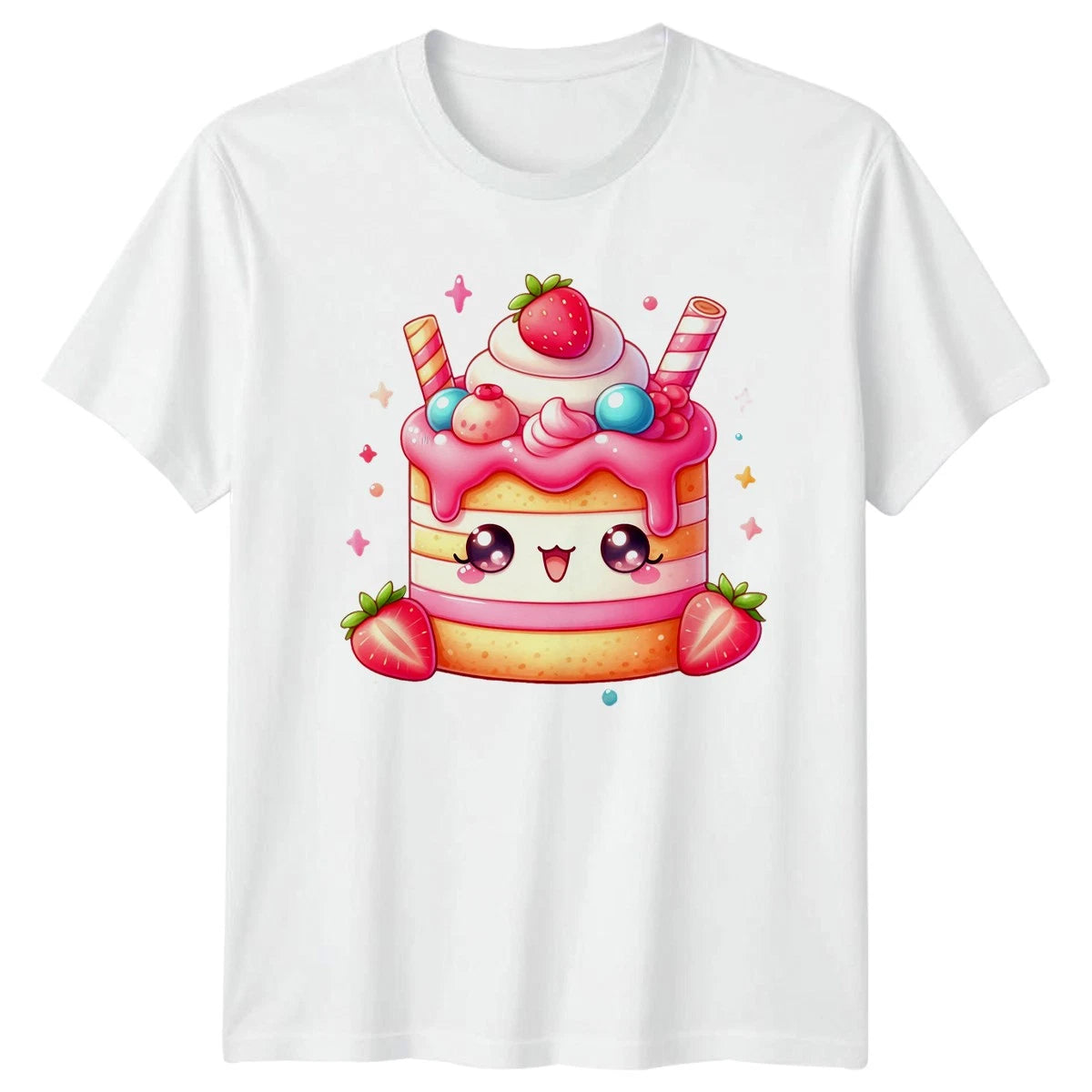 Sweet Kawaii Cake Face T-Shirt Cute Dessert Birthday Gift For Him And Her