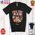 Custom Name Dog Mother's Day Mom; Adorable Floral Pug Lover Owner Family T-Shirt