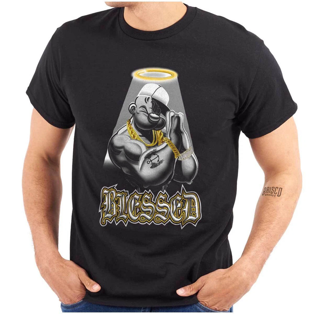 Urban Popeye the Sailor Man Blessed Angel Womens or Mens Crewneck T Shirt Tee