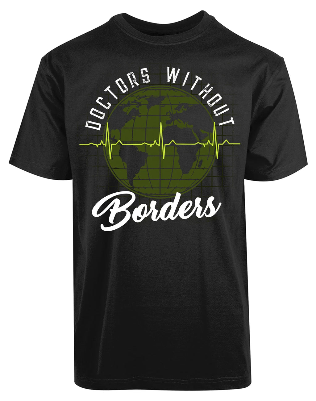 Doctors Without Borders Heart Beat New Men's Shirt World Map ECG Cool Super Tees