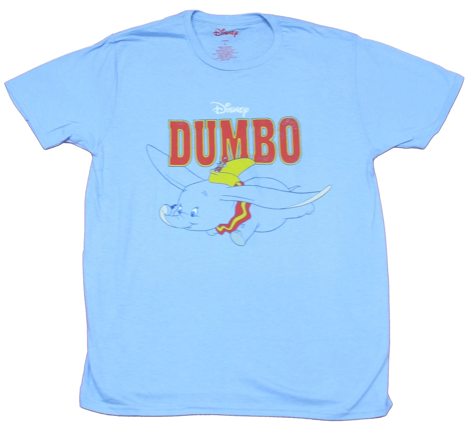 Dumbo Adult New T-Shirt - Flying Elephant Under Word Logo Pic