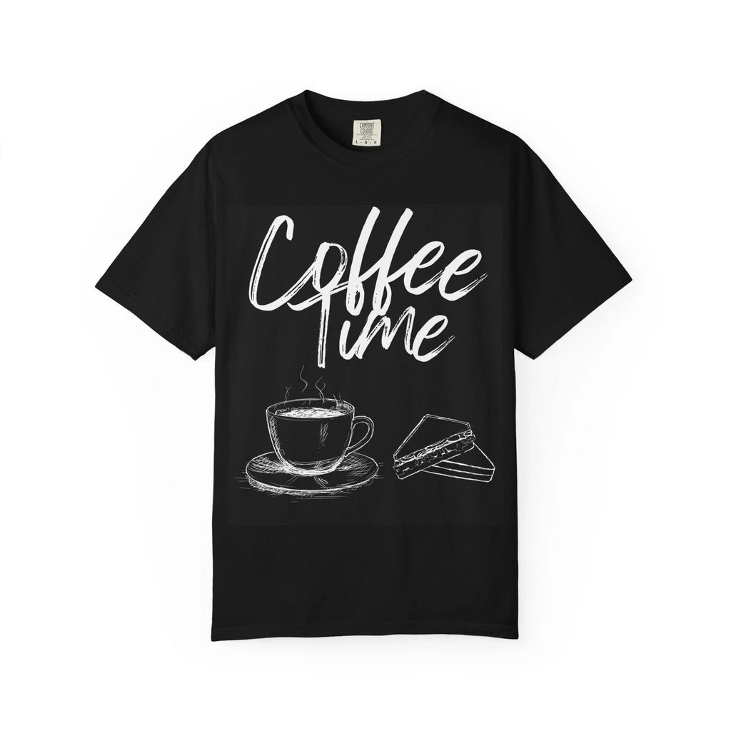 Coffee Time T‑Shirt - Comfort Colors — Chalkboard Coffee Cup & Pastry Graphic