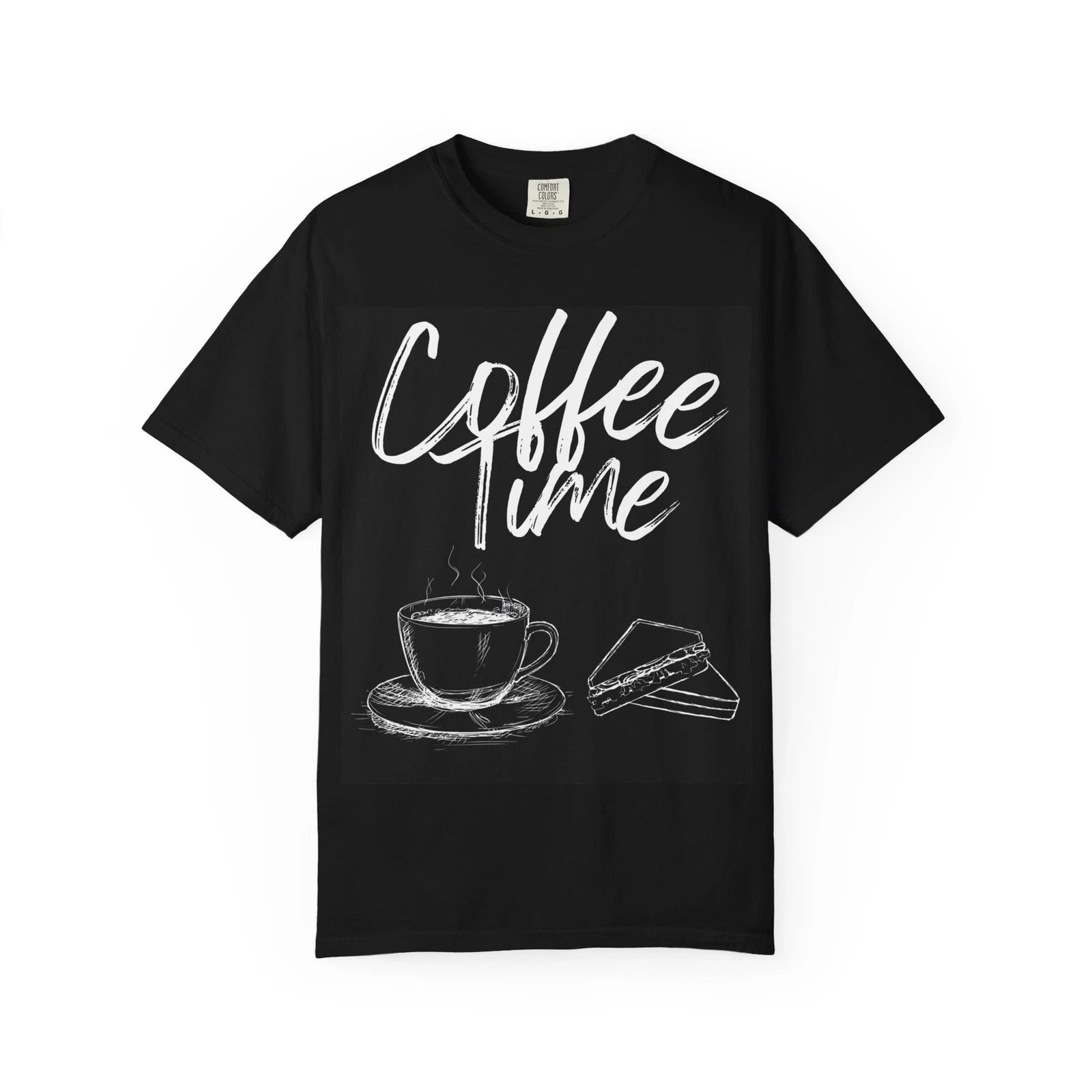 Coffee Time T‑Shirt - Comfort Colors — Chalkboard Coffee Cup & Pastry Graphic