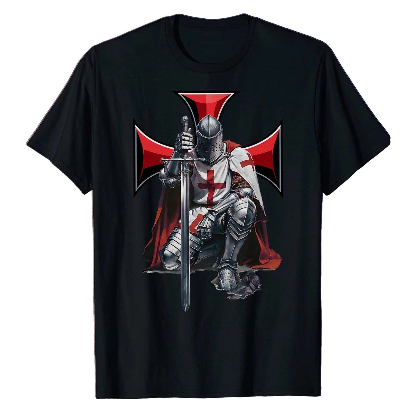 Catholic Knight Templar Crusader T-Shirt Christian Battle Warrior of God Tee