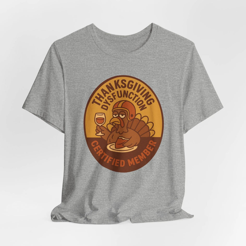 Thanksgiving Dysfunction Certified Member Funny Retro Turkey Wine Pie T-Shirt