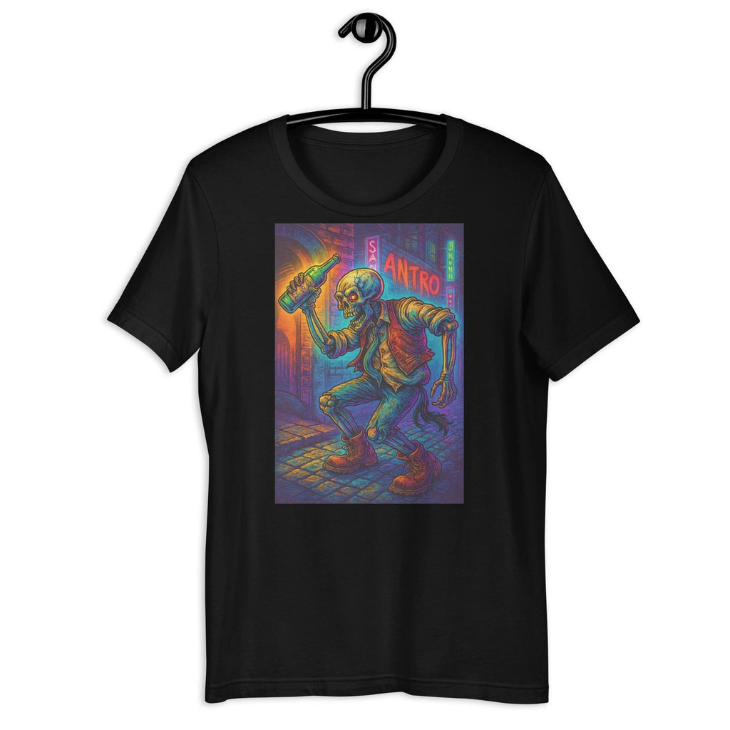 Neon Skeleton Street Art Bottle Night Urban Chicano Style T-Shirt