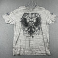 Affliction Shirt Mens XL Gray Heather Live Fast Eagle Graphic Fleur De Lis Y2K