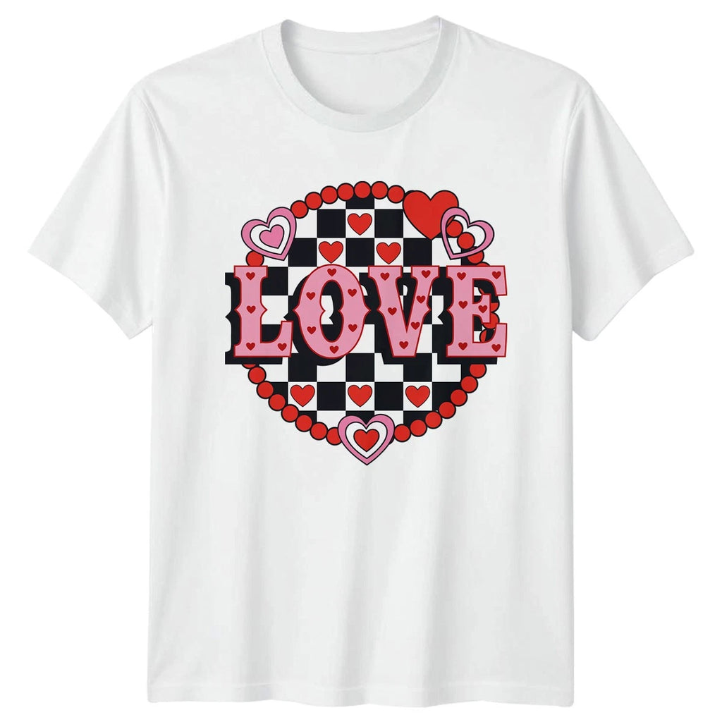 Love Aesthetic Checkerboard T-Shirt Retro Valentine Valentines Day
