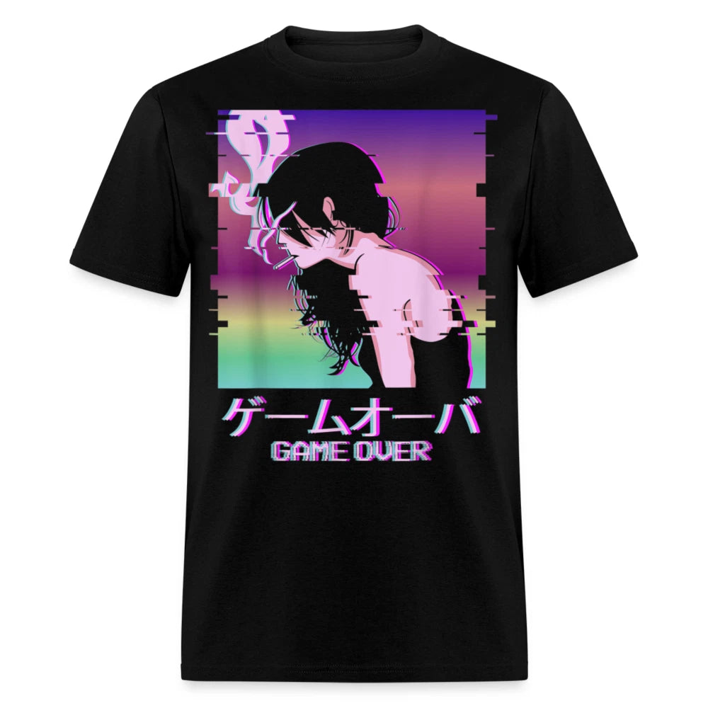 Retro Vaporwave Sad shirt Anime Girl on Cigarette Game Over Aesthetic T-Shirt