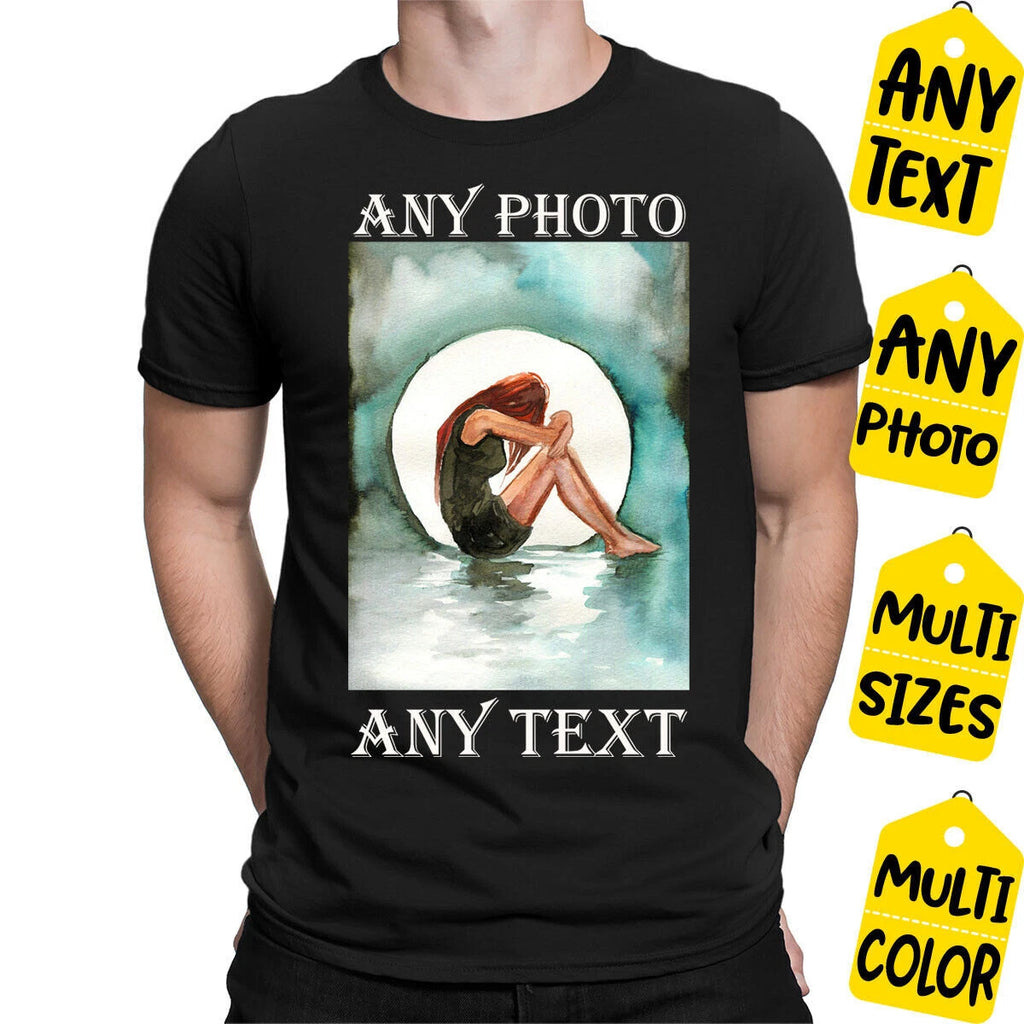 Personalised Your Photo Text Printed Logo Stag Hen Party Mens T-Shirt#DNE 1T9A5