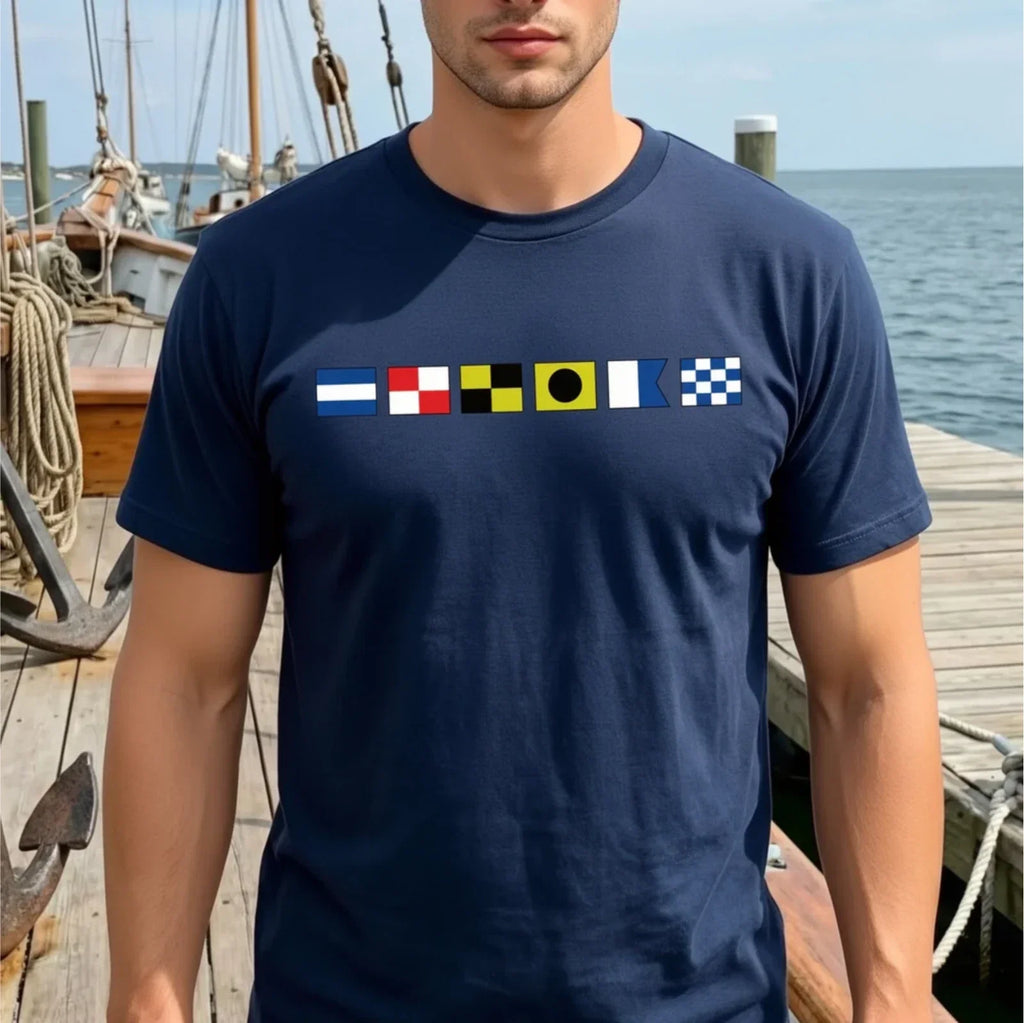 Nautical Signal Flag Custom Message T-shirt |Gift| Save up to 30% with Multi-Buy