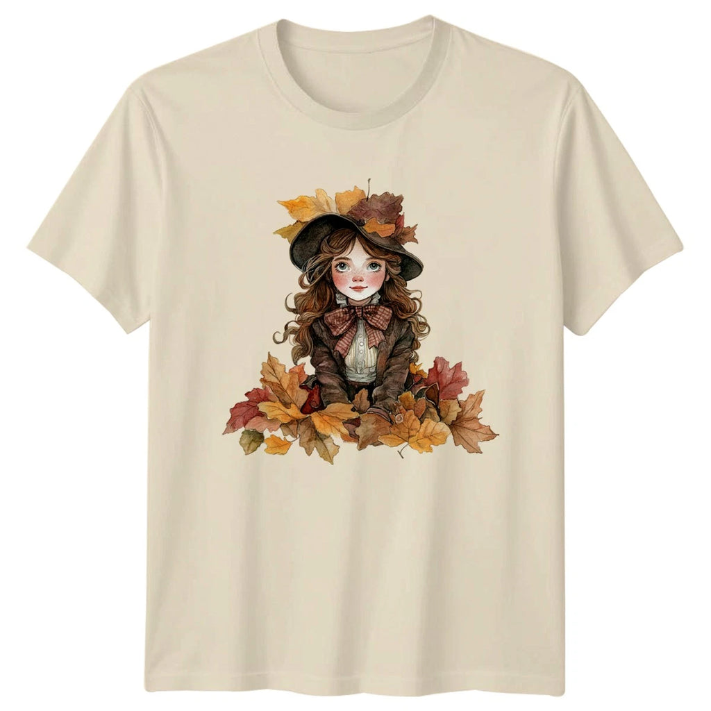 Victorian Autumn Girl Womens T-Shirt Victorian Aesthetic Autumn Gift For Her