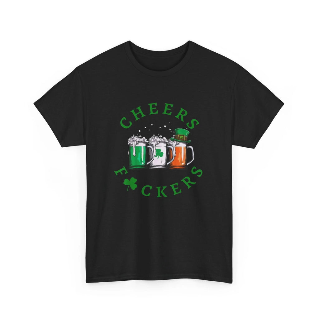 Cheers F*ckers St. Patrick's Day Tee, Unisex Cotton T-Shirt for Beer Lovers