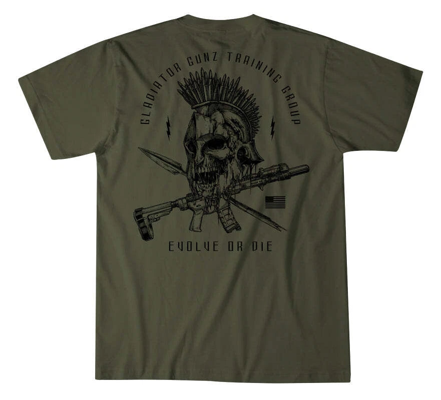 Howitzer Men's "GLADIATOR GUNZ" Green Tactical Fit short sleeve T-Shirt NWT