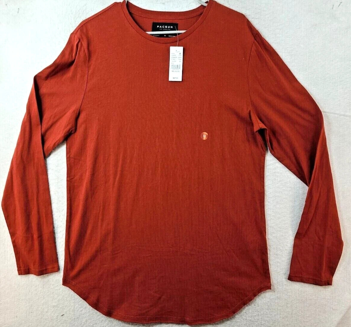 PacSun Lightweight Red Scallop Fit Long Sleeve Shirt Mens Medium