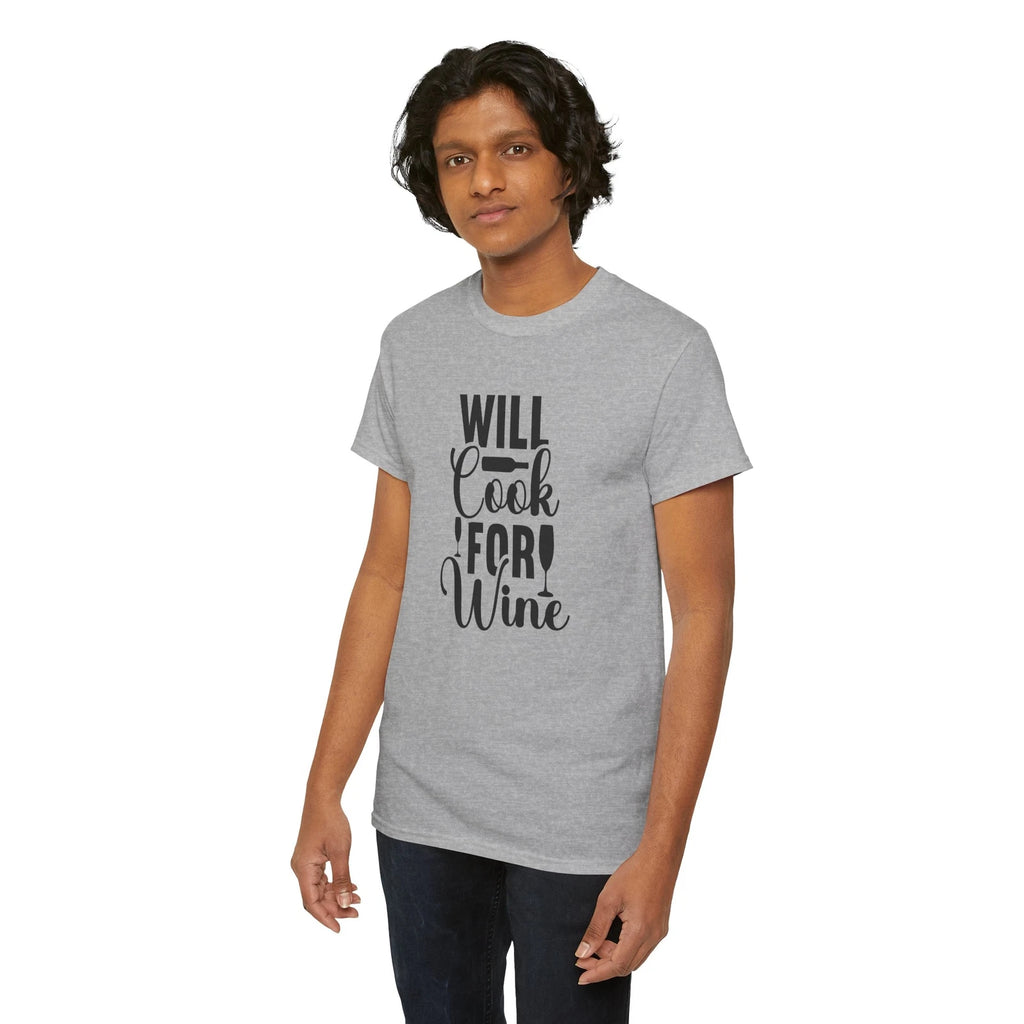 will cook for wine T-Shirt – Funny Culinary Chef Foodie Graphic Tee