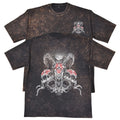 Gothic Ram Skulls Unisex Mens Rust 240gsm French Terry Acid Wash T-Shirt
