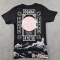 RGSTR Mens Small Black Graphic T-Shirt Japan Osaka Tokyo Kyoto Humanity Sakura