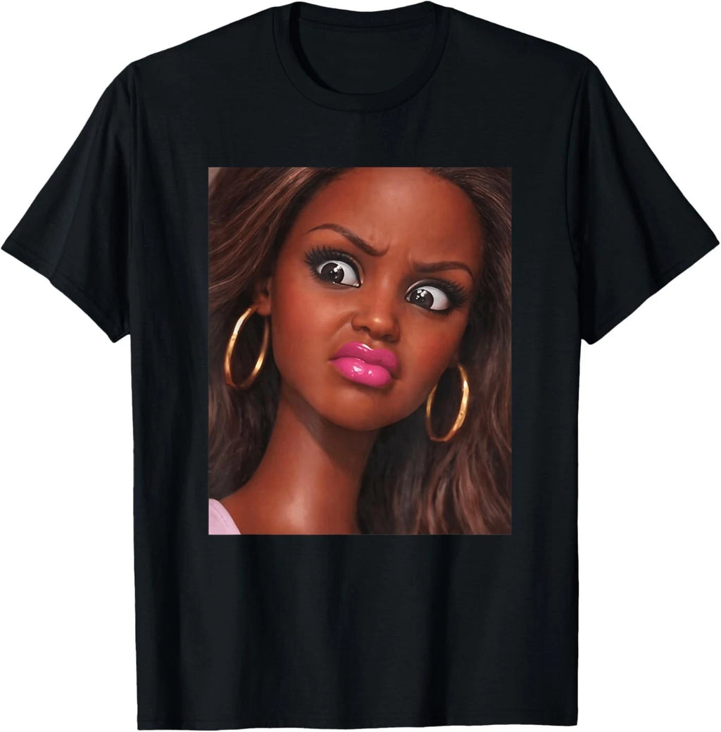 Funny Creepy Doll Face Meme Expression Hilarious Sarcastic T-Shirt