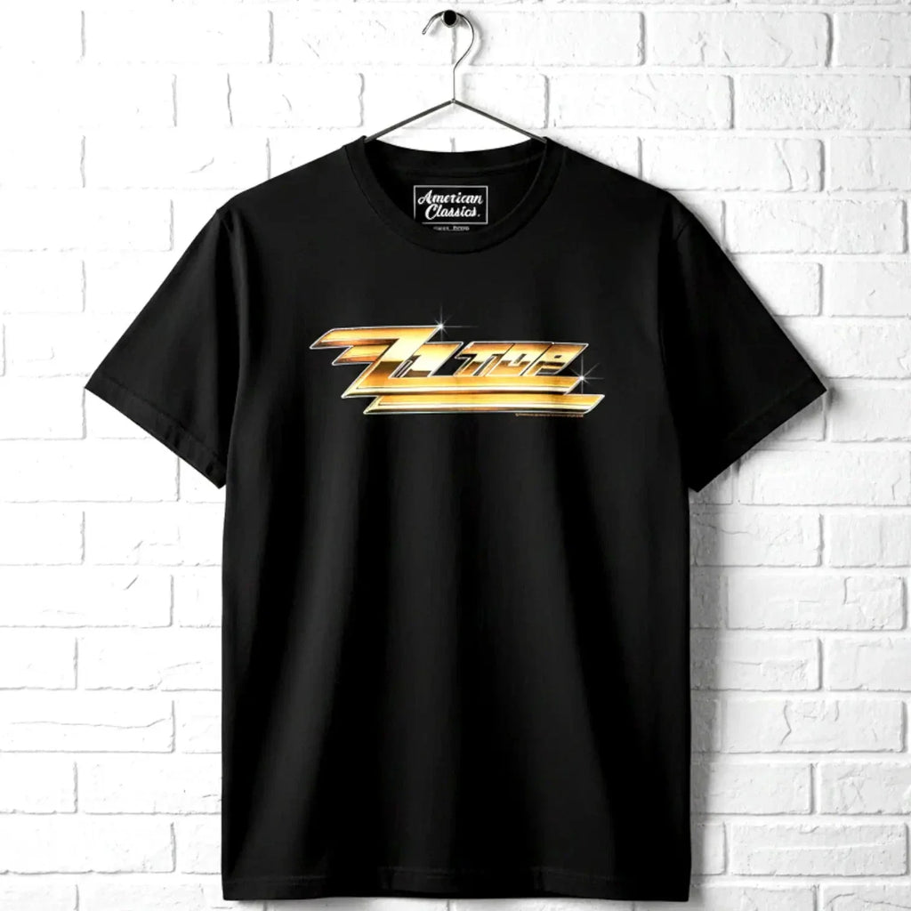 ZZ Top Rock Band Gold Logo Men's T Shirt Beards Album Music Concert Tour Merch