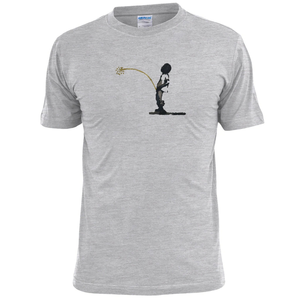 Mens Banksy Boy Peeing Graffiti T Shirt Street Art