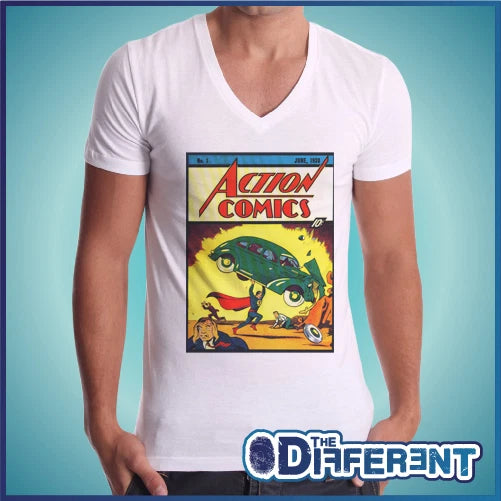 T-shirt V Neck Balloon Action Comic Super The Happiness Is Have My-Shirt New
