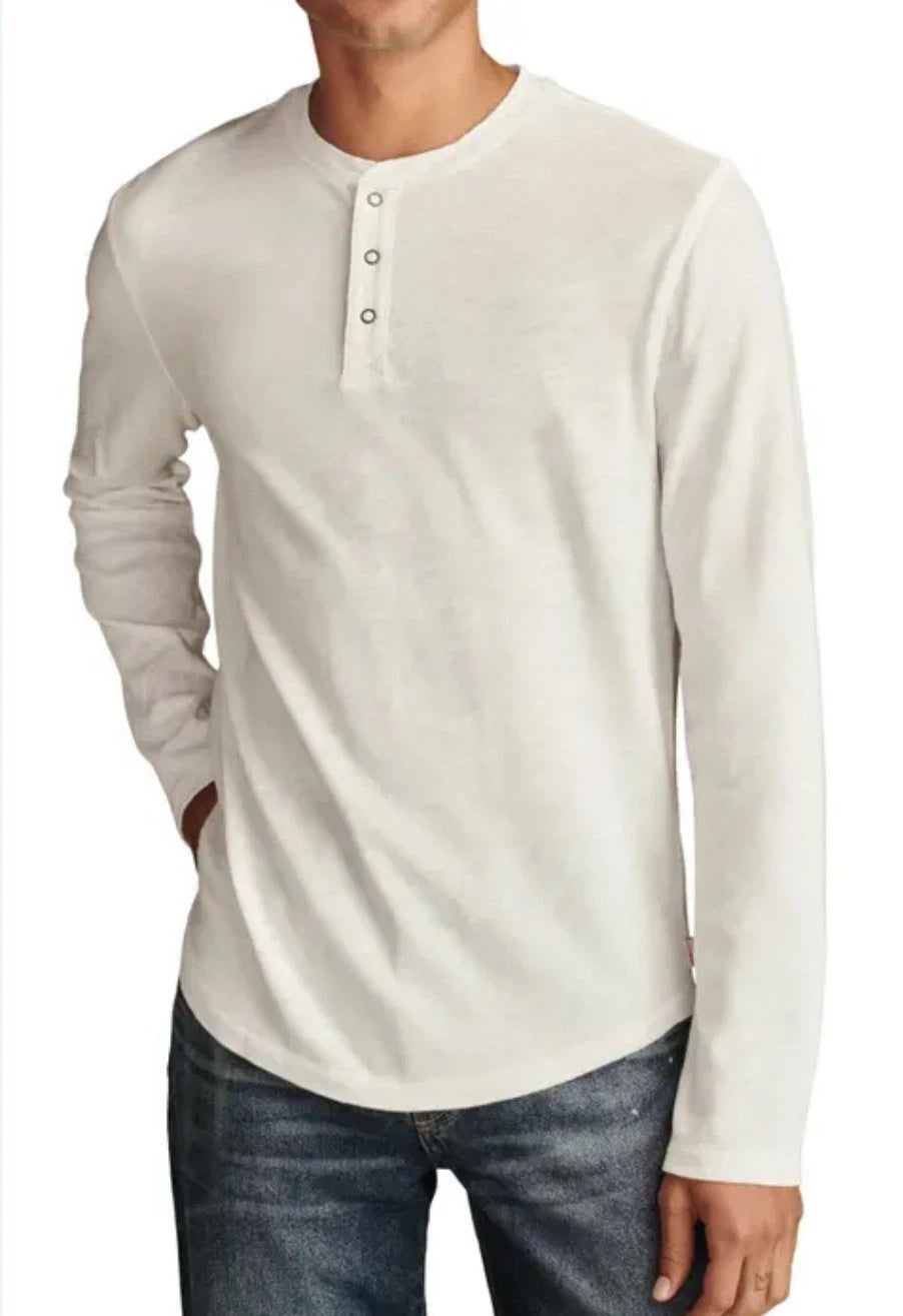 Theory Men's Beige Long-Sleeve Henley T-Shirt top Size Medium A001502