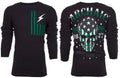 Archaic by Affliction Men's Thermal Shirt FLAG SMASHER Skull Biker Black