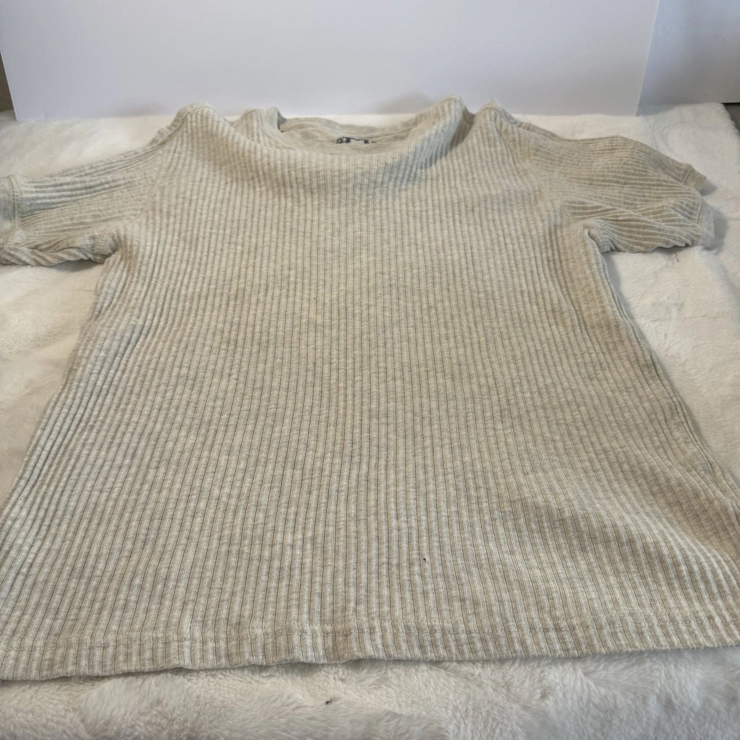 Modern Culture Shirt Mens Extra Large  Beige Short Sleeve Ribbed Basic Neutral
