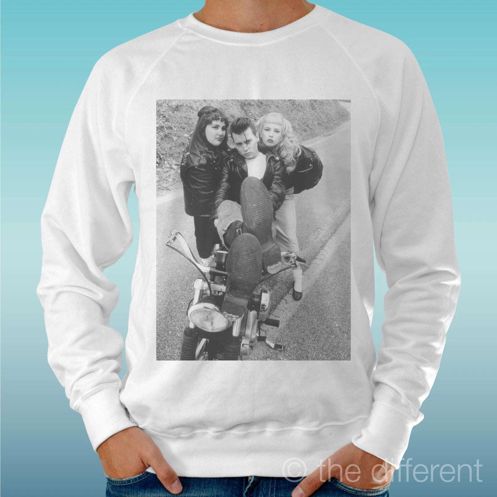 Felpa Man Light Sweater White " Johnny Depp Vintage " Road To Happiness