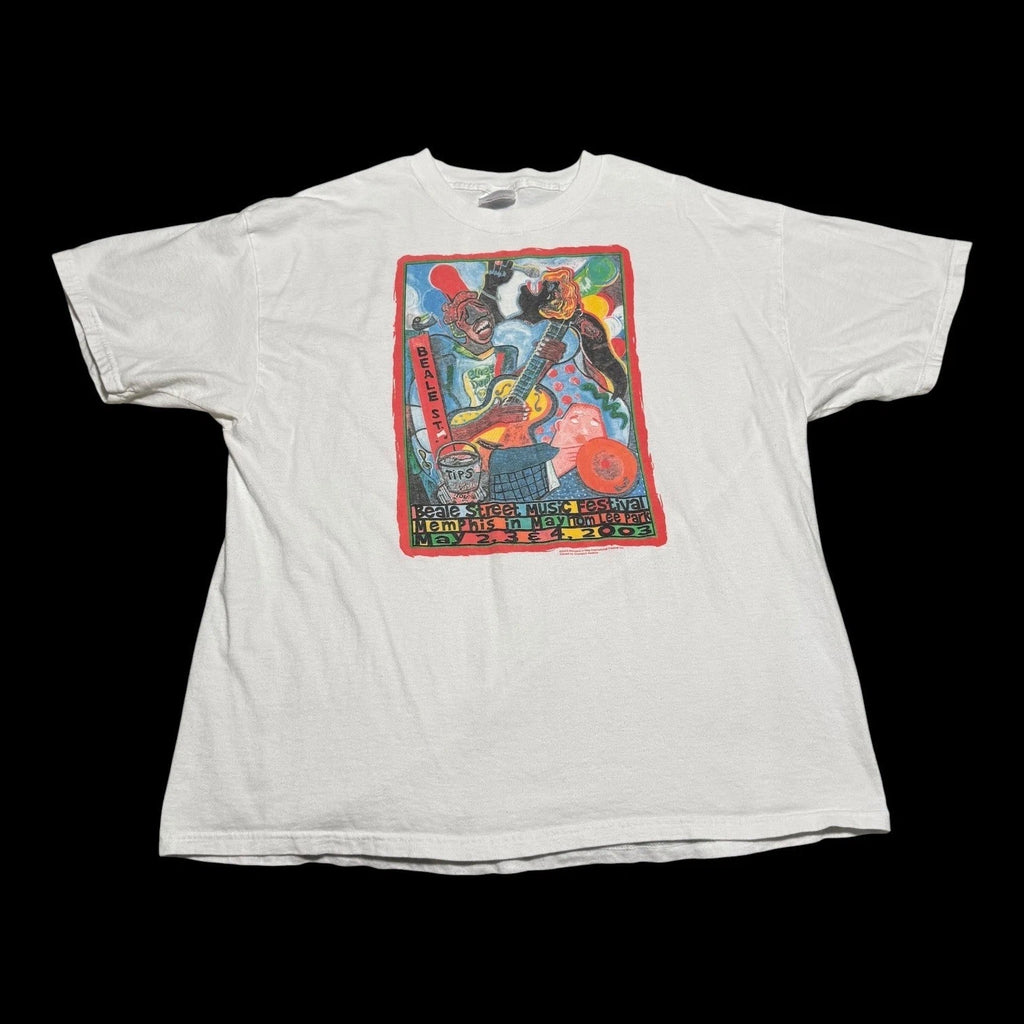 VIntage 2003 Hanes Beale Street Music Festival 100% Cotton White Shirt Men's XL