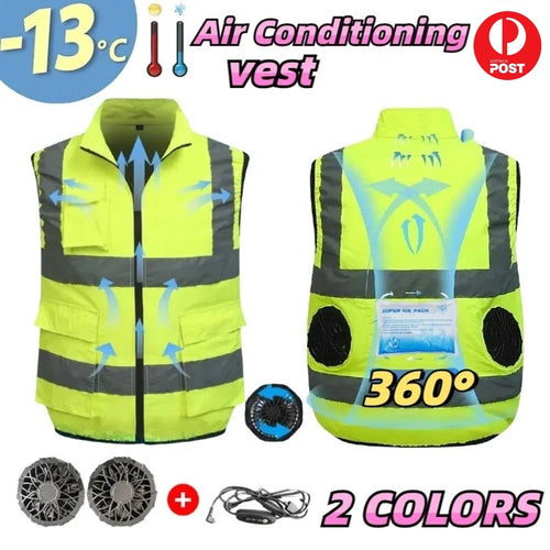 Air Conditioning Cool Vests Safety Reflective Fan Clothes Work Wear Outdoor Sun