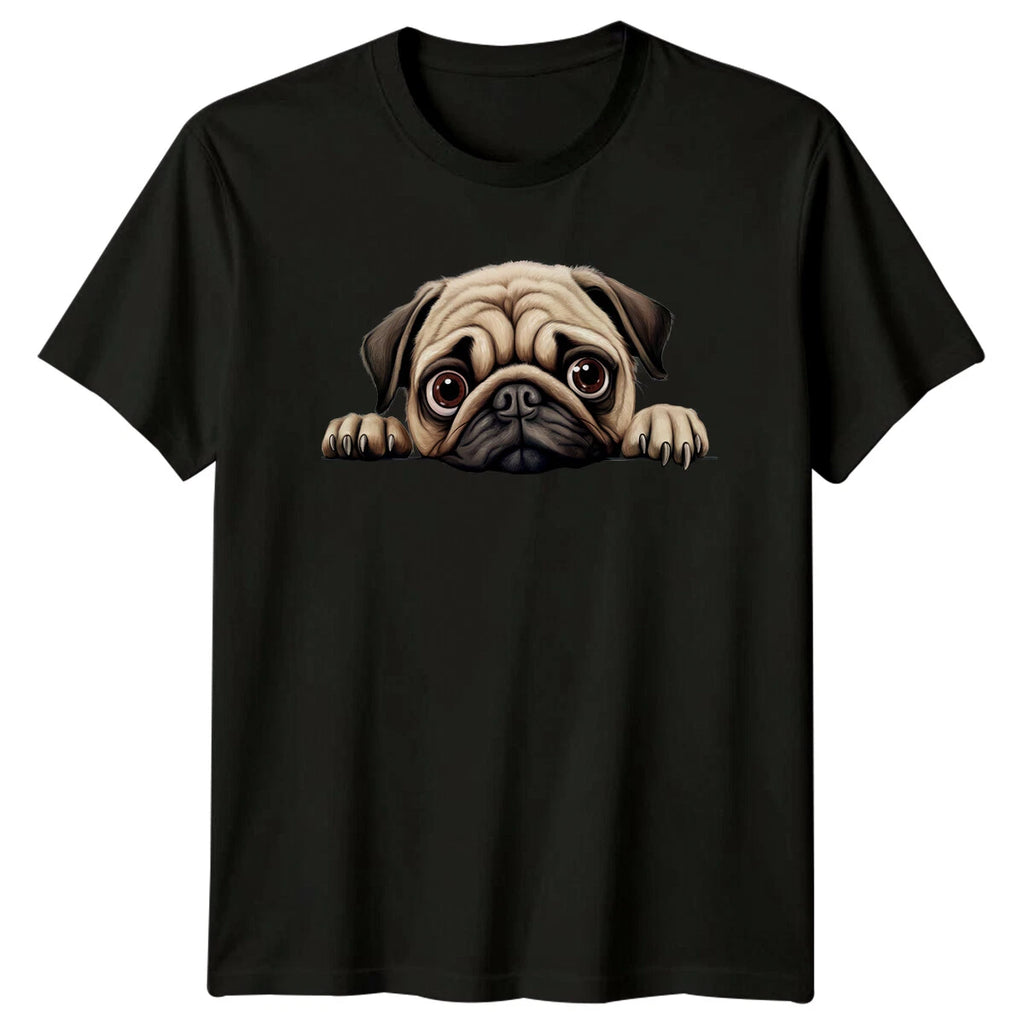 Cute Pug Dog Peekaboo T-Shirt, Pet Lover Tee