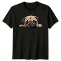 Cute Pug Dog Peekaboo T-Shirt, Pet Lover Tee