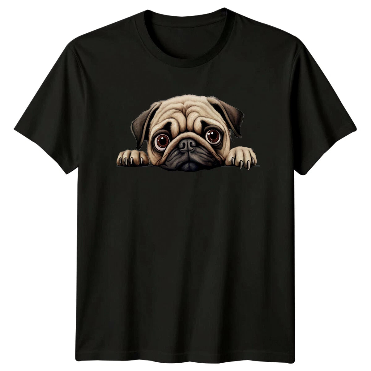 Cute Pug Dog Peekaboo T-Shirt, Pet Lover Tee