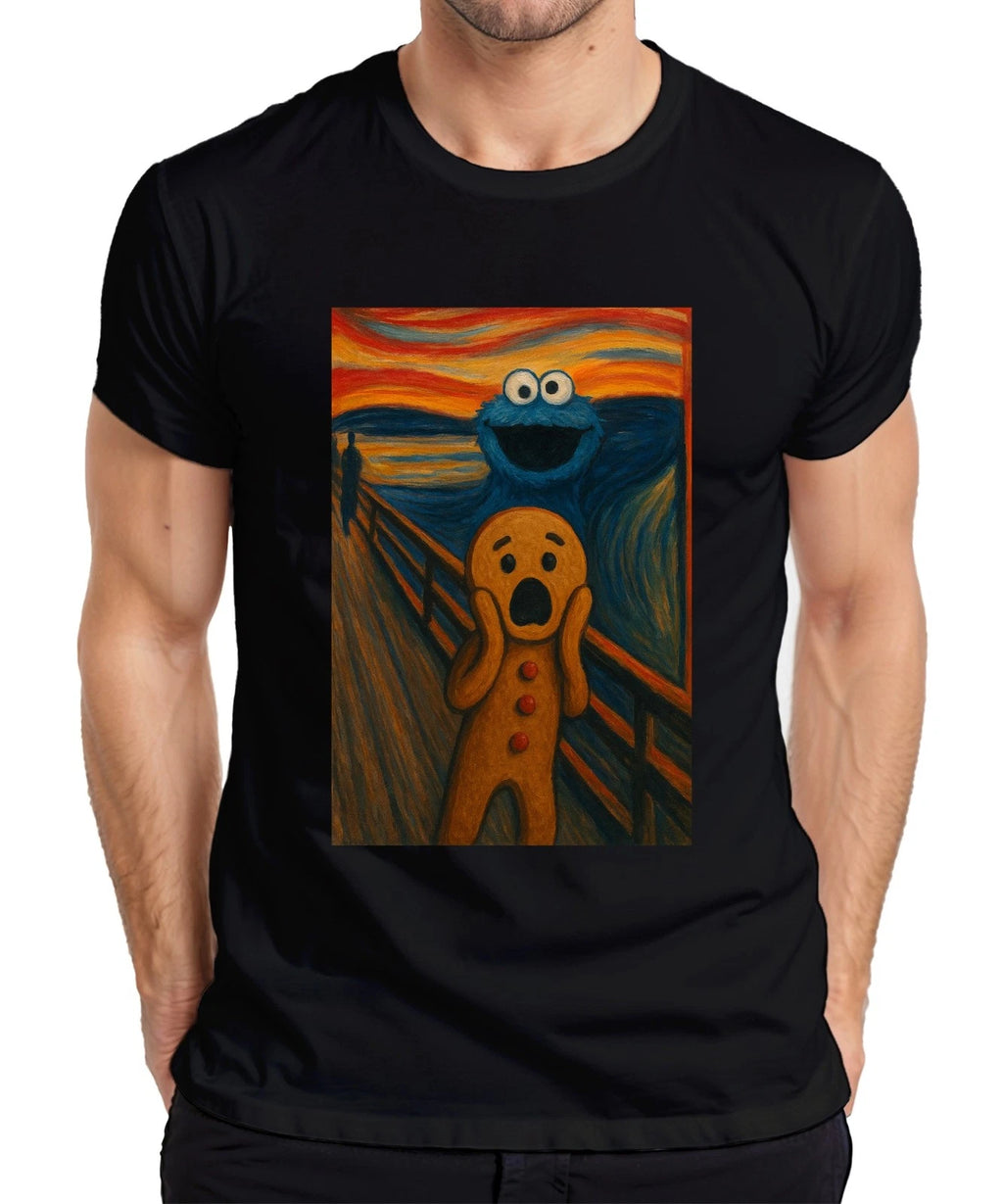 Cookie Monster The Scream Gingerbread Man Painting Carnival Funny Mens T-Shirt