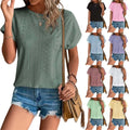 Breathable Women Top Summer Crew Neck T-shirt Cotton Short-sleeved Blouses