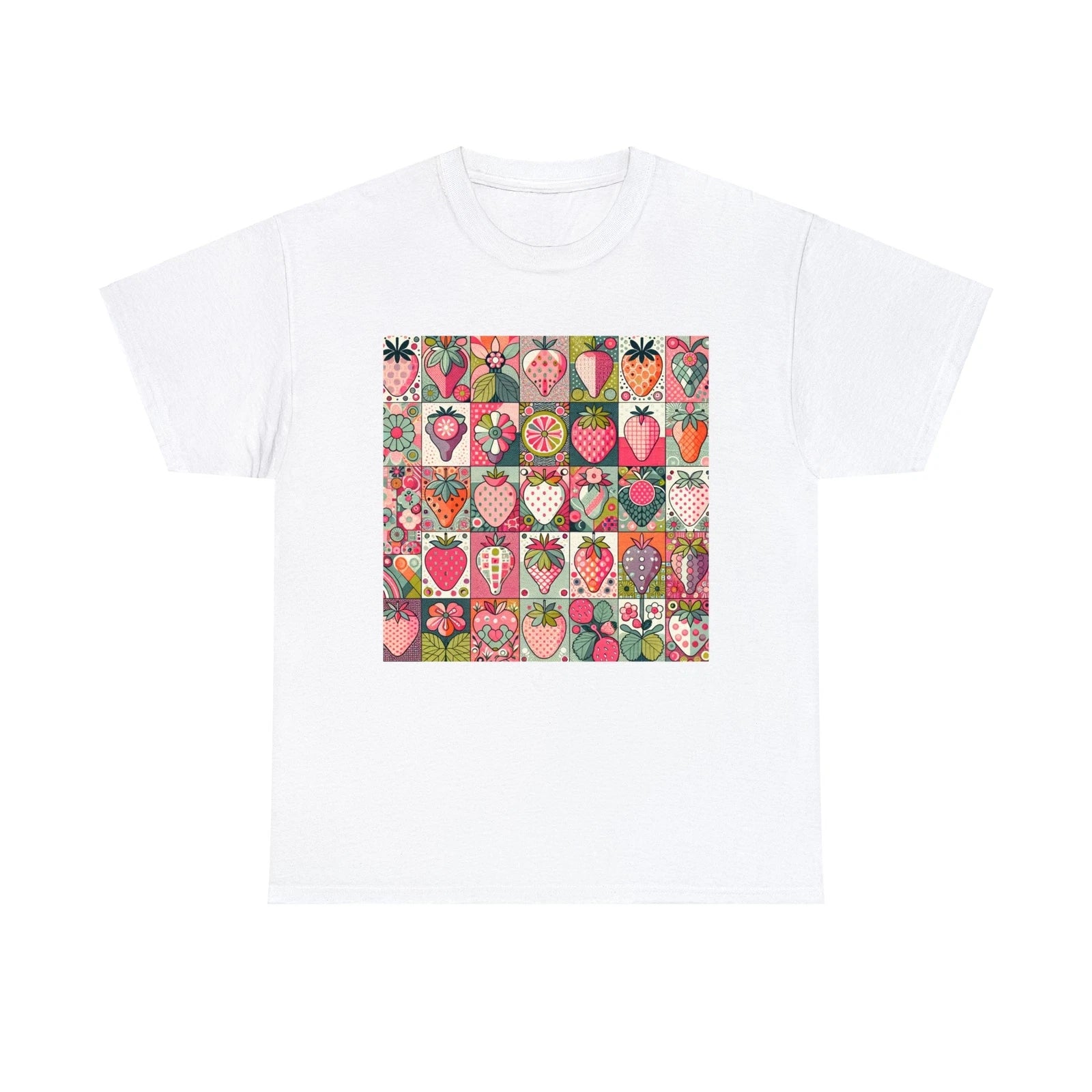 Unisex Adult T Shirt Eclectic Strawberry Fruit And More Patchwork Graphic Tee