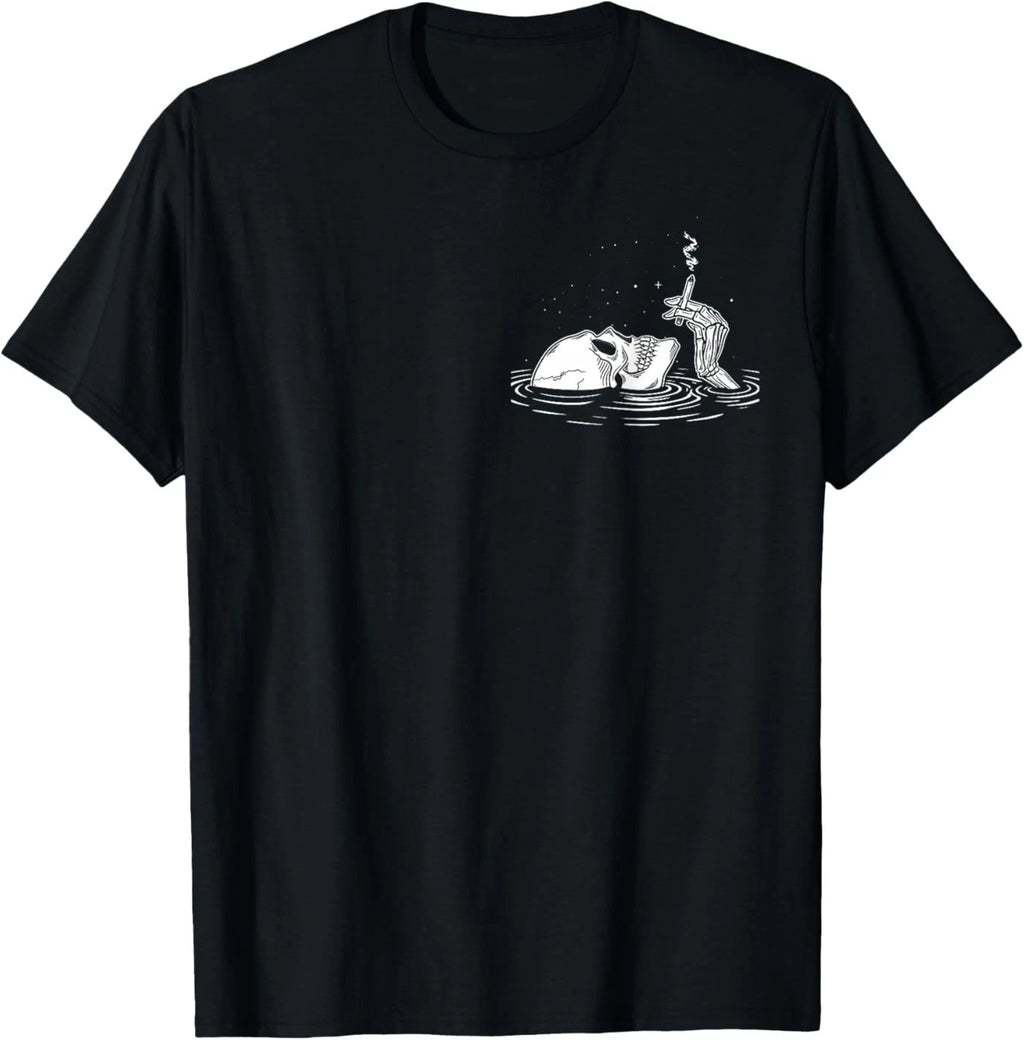 It's All Lies Funny Skeleton Smoking Dark Aesthetic ( 2 Sides ) T-Shirt