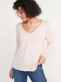 Old Navy Women’s Luxe Long-Sleeve V-Neck T-Shirt Top Pink Bamboo Plus Size 4X